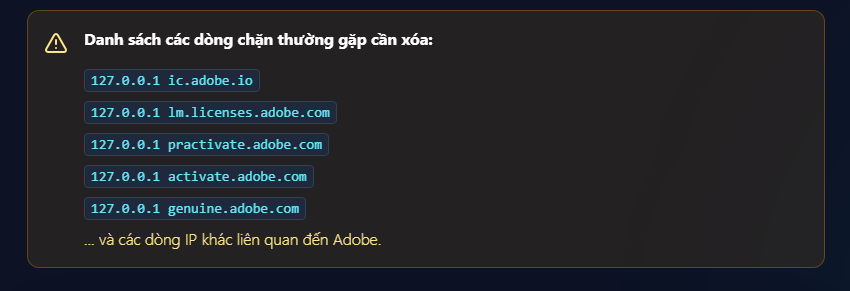 Hướng dẫn gỡ chặn Host và Firewall để sử dụng bản quyền Adobe
